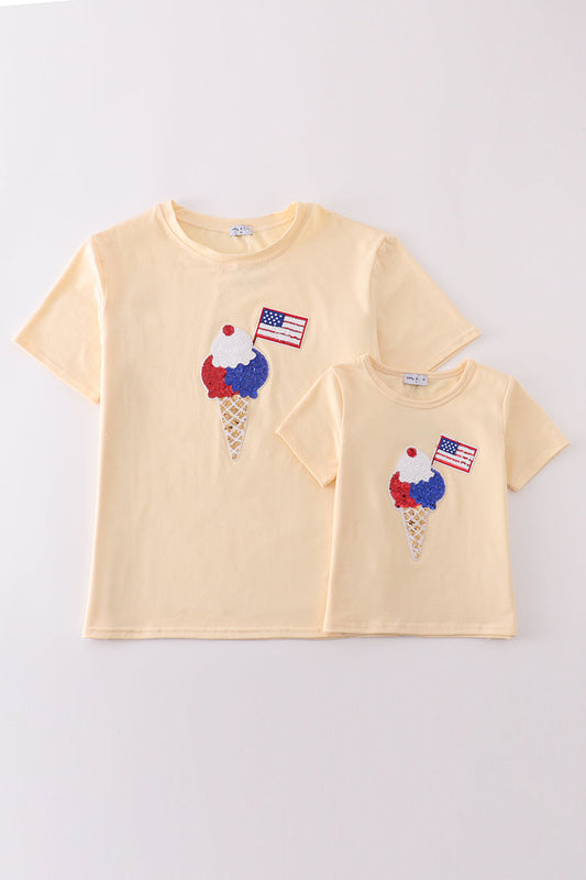 Ice cream flag sequin mom&me top - Cloudling Kids Clothing