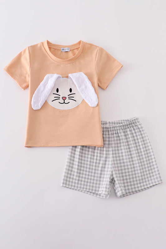 Orange floral bunny applique set - Cloudling Kids Clothing