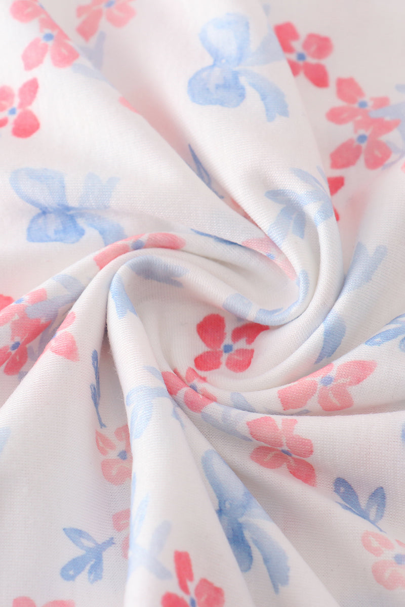 Blue bow lattice print blanket - Cloudling Kids Clothing