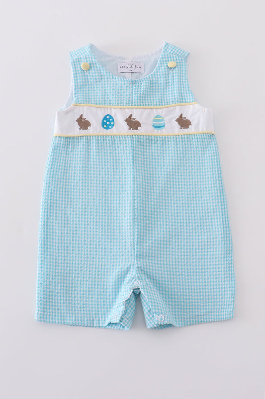 Premium mint bunny egg embroidery gingham jonjon - Cloudling Kids Clothing