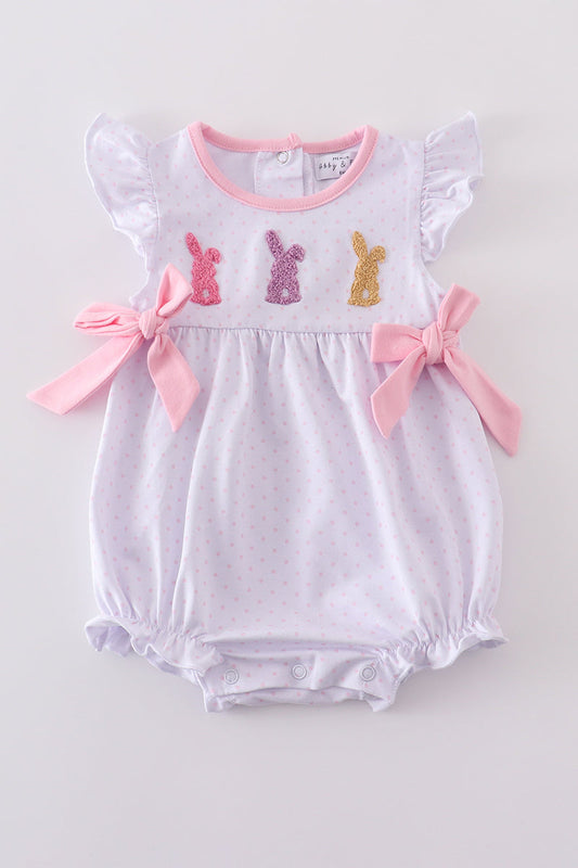 Premium Pink bunny bow bubble - Cloudling Kids Clothing