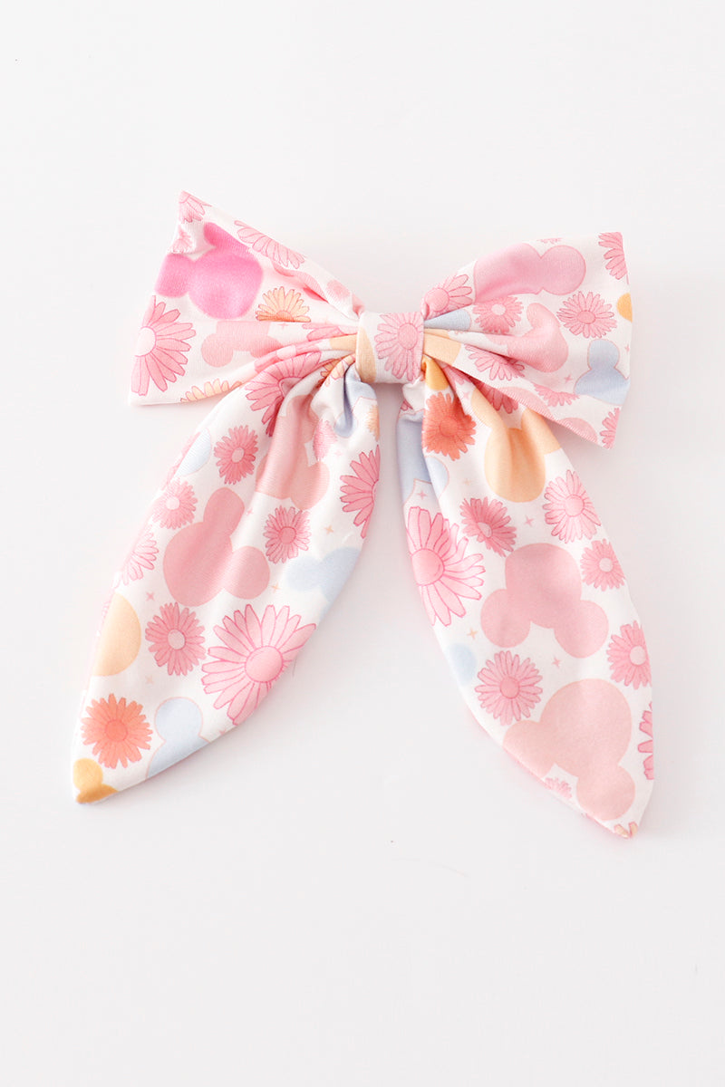 Pink character print hair sailor bow - Cloudling Kids Clothing