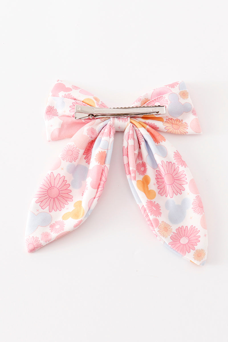 Pink character print hair sailor bow - Cloudling Kids Clothing