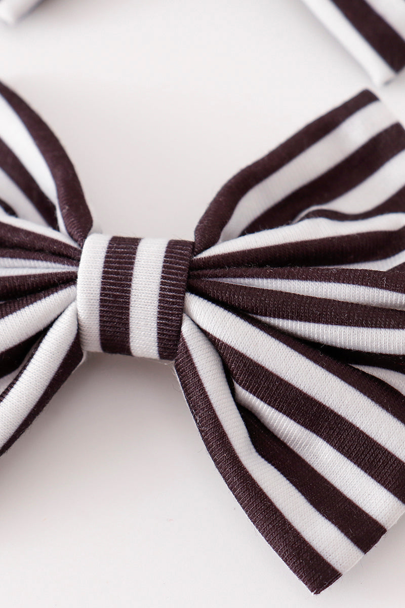 Black stripe piggie hair bow - Cloudling Kids Clothing