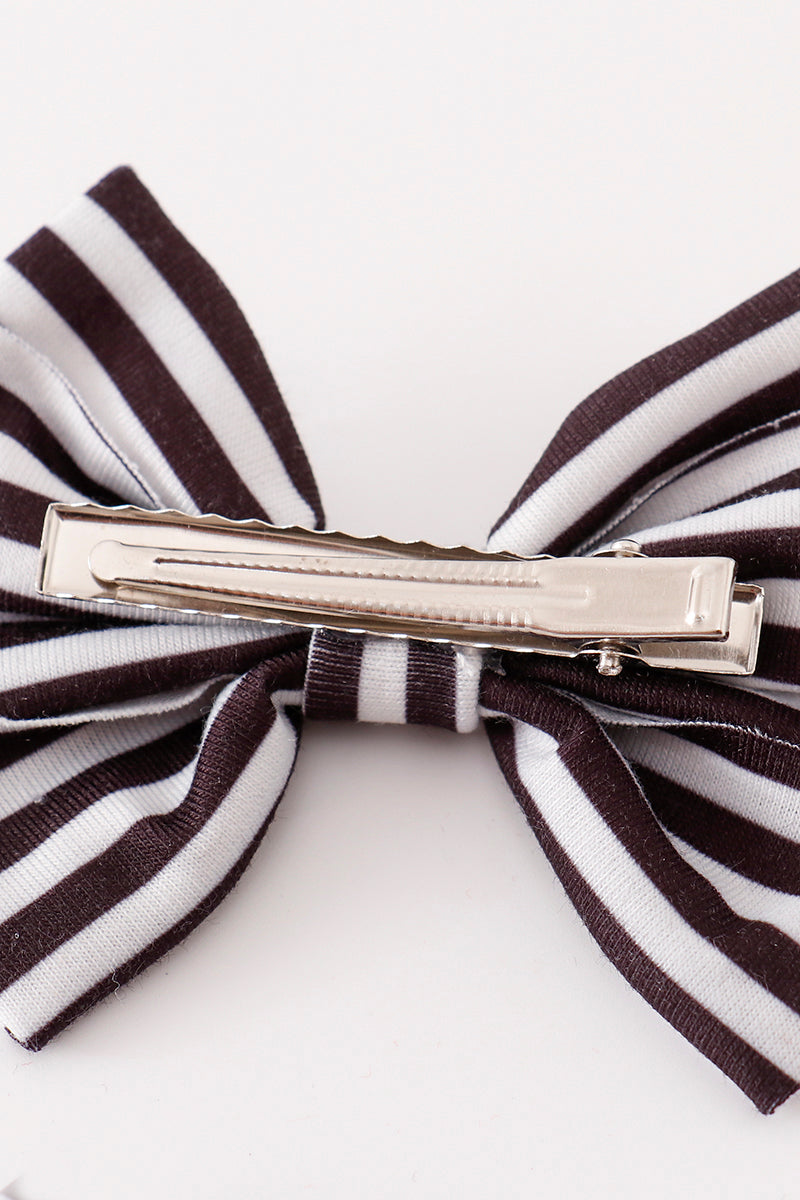 Black stripe piggie hair bow - Cloudling Kids Clothing