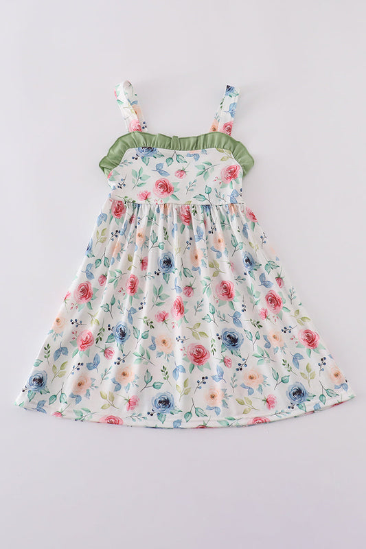 Green garden rose dress - Cloudling Kids Clothing