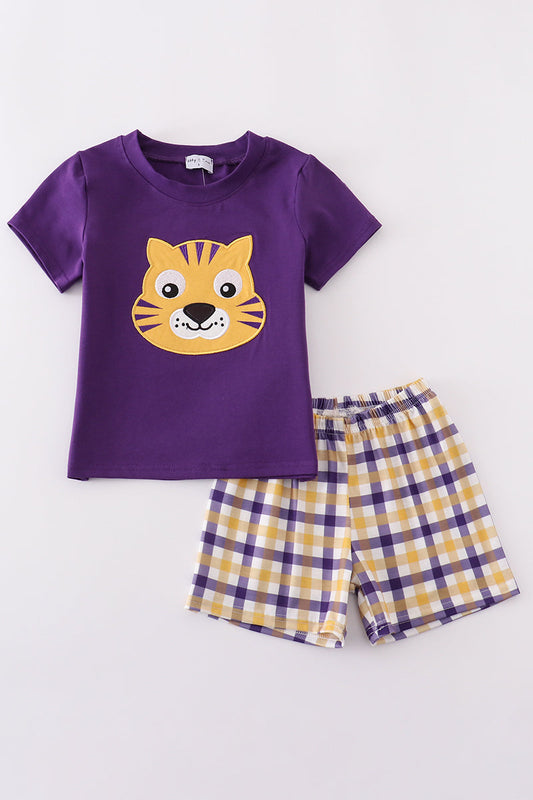 Purple gold LSU applique set - Cloudling Kids Clothing