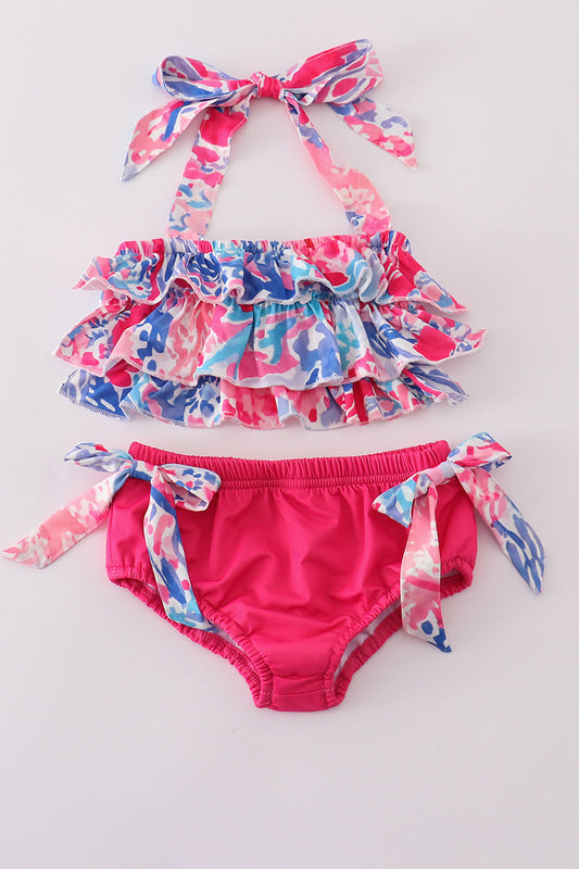 Pink Paradise Reef print 2pc swimsuit - Cloudling Kids Clothing