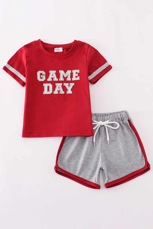 Maroon Alabama GAME DAY glitter shorts set - Cloudling Kids Clothing