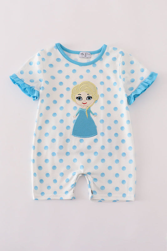 Blue character applique romper