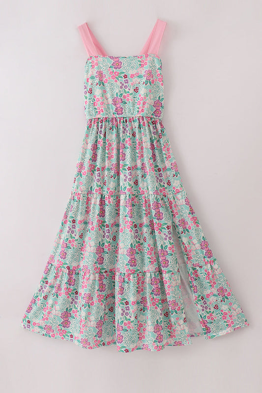 Green dream garden tiered mom dress