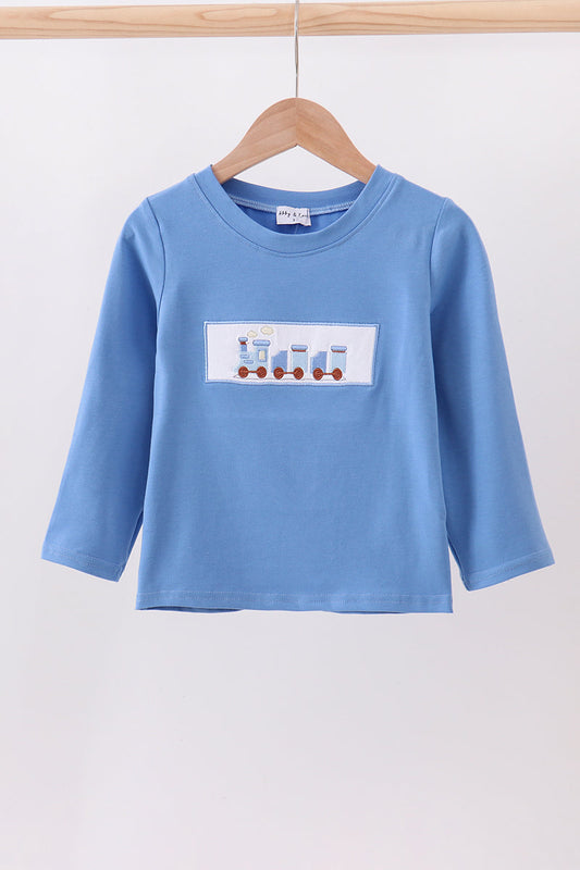 Blue train smocked top