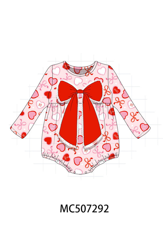 Red heart bow print bubble