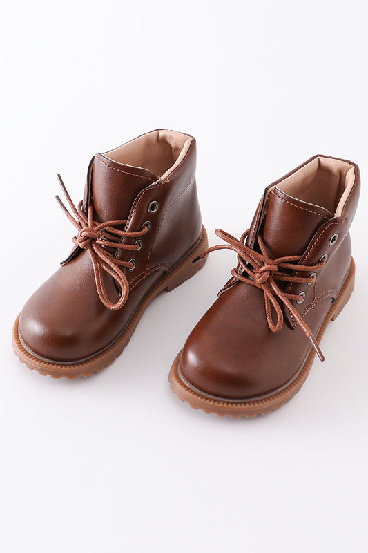 Brown lace up bootie - Cloudling Kids Clothing