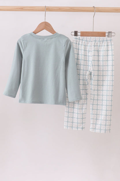 Blue gingerbread embroidery pants set