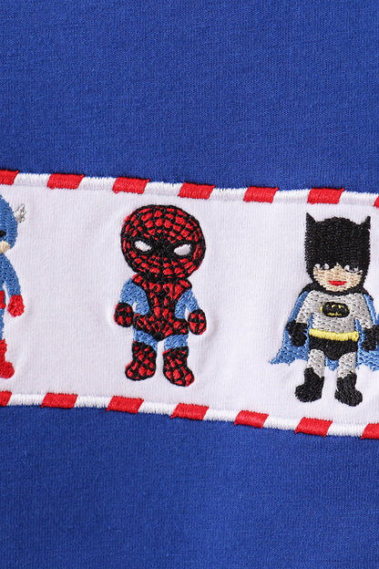 Blue character embroidery pants set