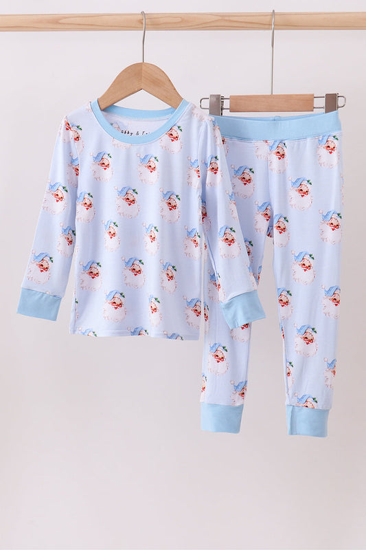 Blue santa bamboo pajama set