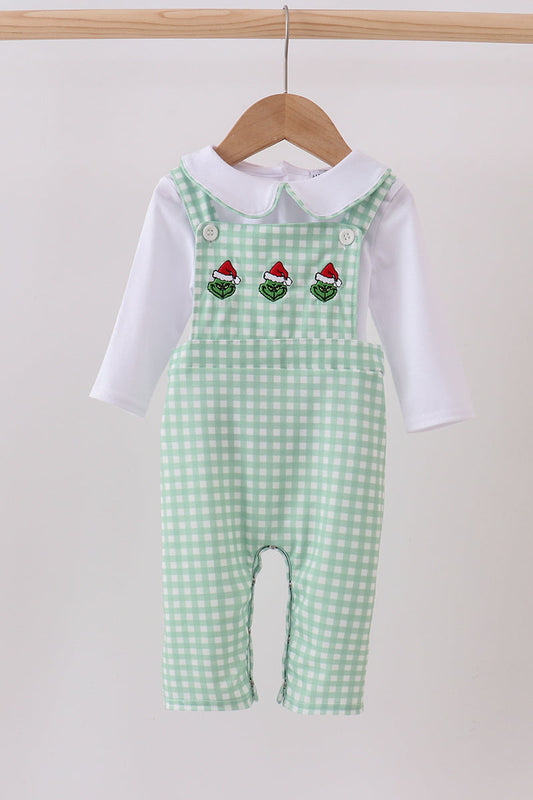 Green grinch smocked 2pc jonjon set