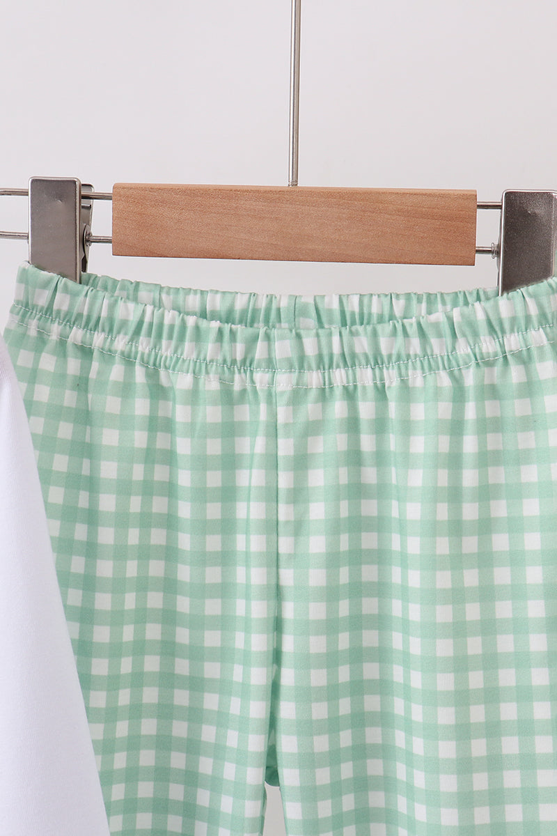 Green grinch smocked gingham pants set