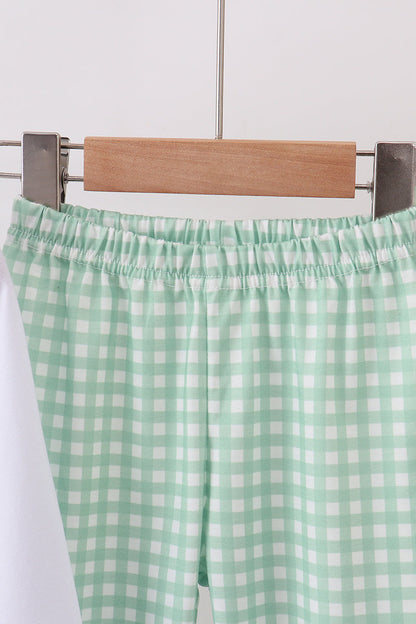 Green grinch smocked gingham pants set