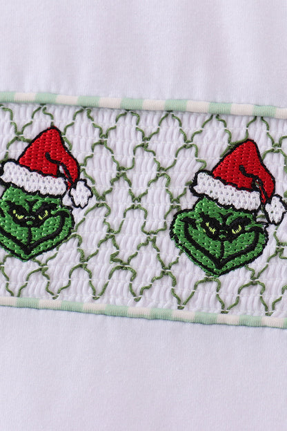Green grinch smocked gingham pants set