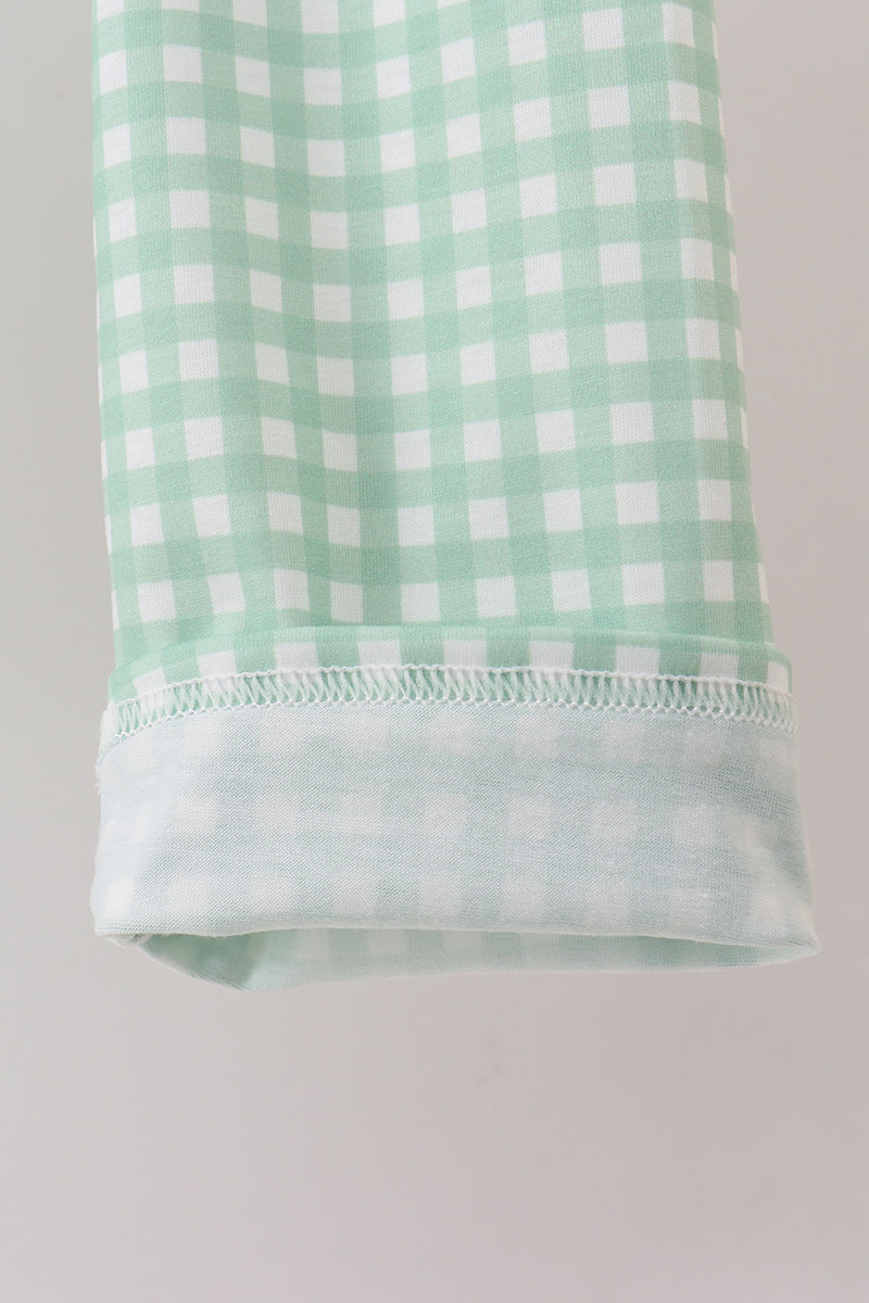 Green grinch smocked gingham pants set