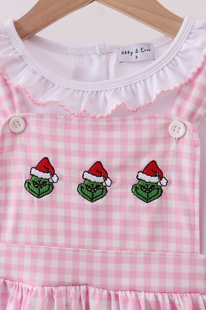 Pink grinch embroidery 2pc set