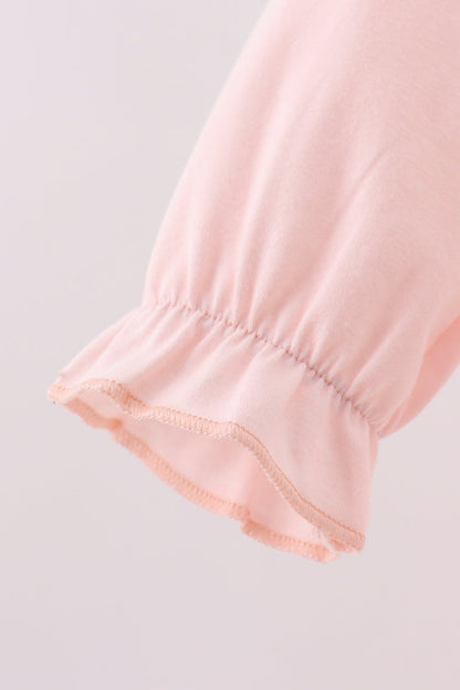 Pink floral bow applique bloomer set