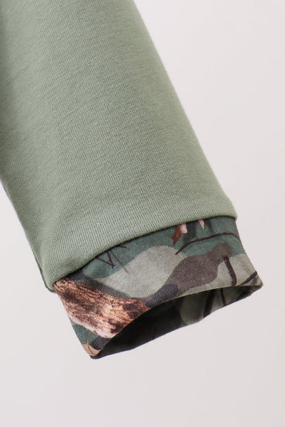 Camouflage dog hunting applique romper