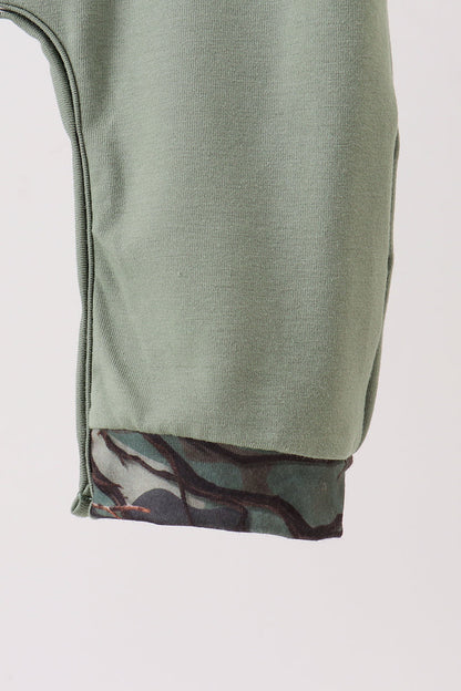 Camouflage dog hunting applique romper