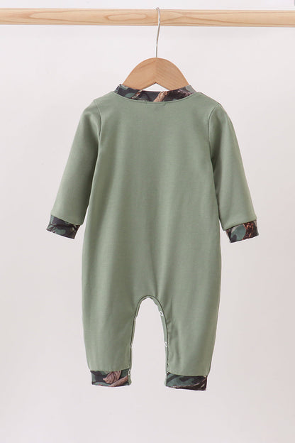 Camouflage dog hunting applique romper