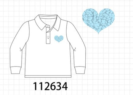 Blue heart french knot button down top