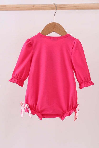 Pink bear embroidery bow bubble