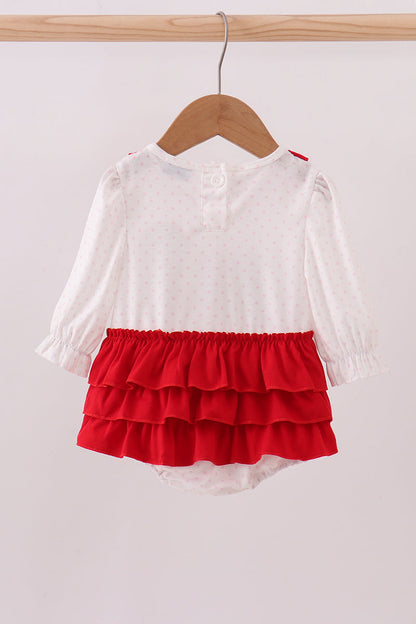 White puppy embroidery ruffle bubble