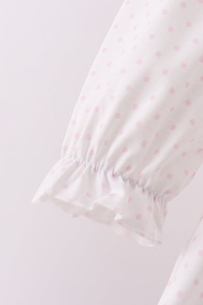 White puppy embroidery ruffle pants set