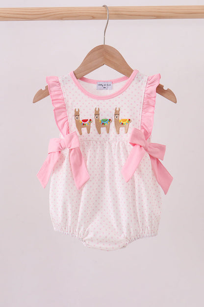 Pink alpaca embroidery ruffle bubble