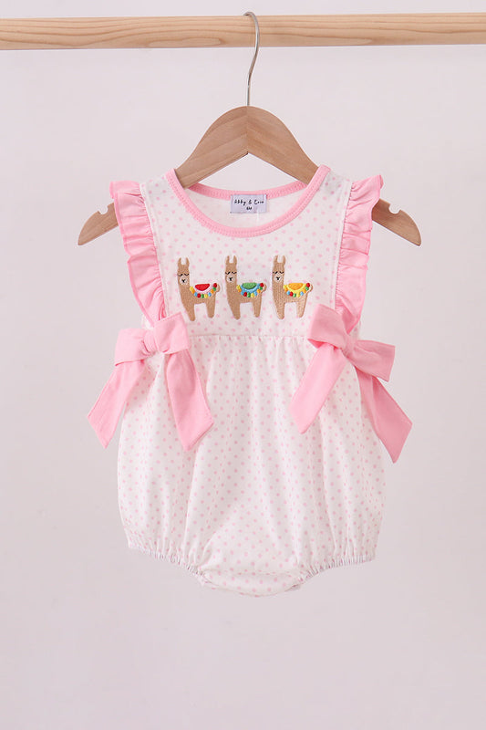 Pink alpaca embroidery ruffle bubble