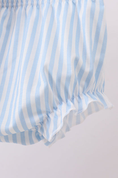 Blue floral I love MAMA smocked ruffle bloomer set