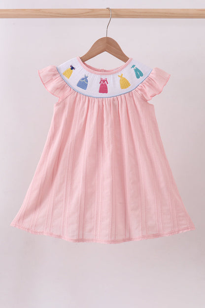 Pink princess smocked ruffle dress