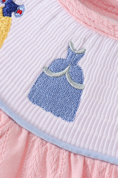 Pink princess smocked ruffle dress