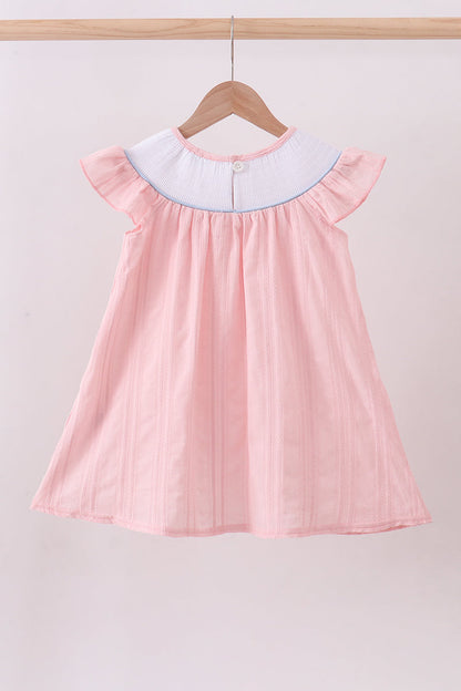 Pink princess smocked ruffle dress