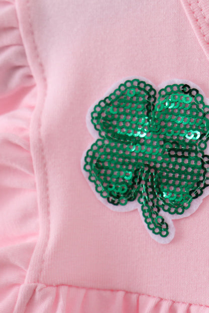 Pink clover sequin ruffle tiered dress