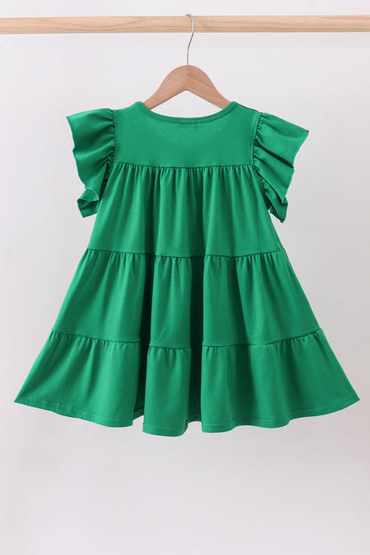 Green clover sequin ruffle tiered dress