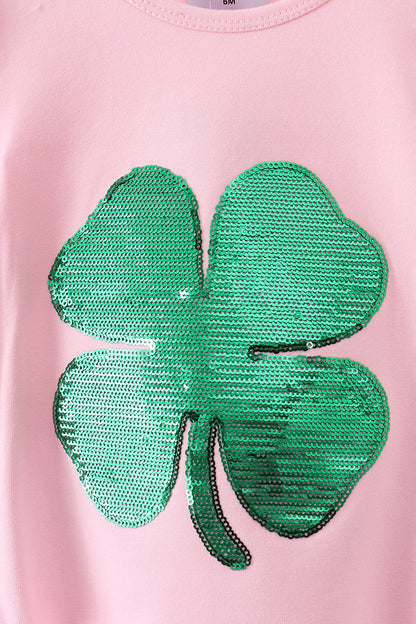 Pink clover glitter pants set