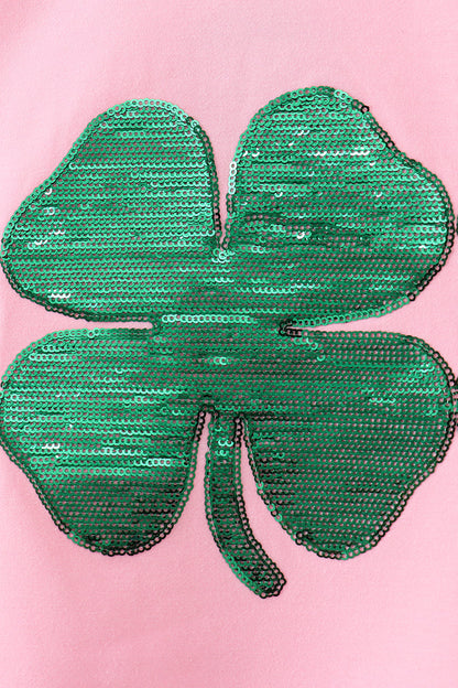 Pink clover glitter mom&me top