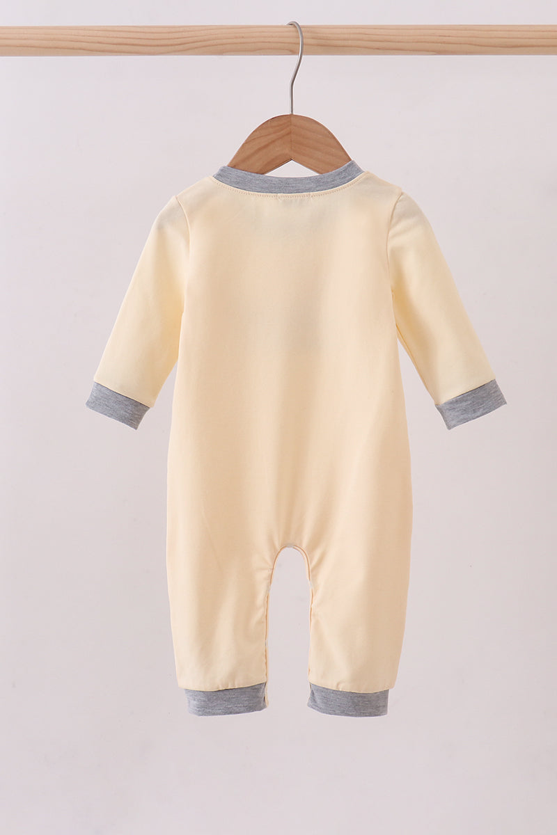 Beige construction embroidery romper