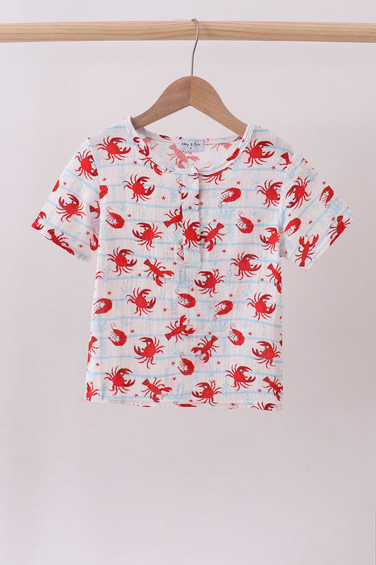 Lobster print muslin top - Cloudling Kids Clothing