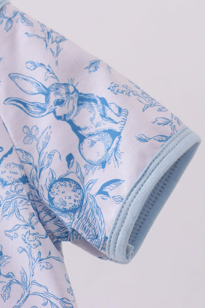 Blue bunny egg bamboo romper - Cloudling Kids Clothing
