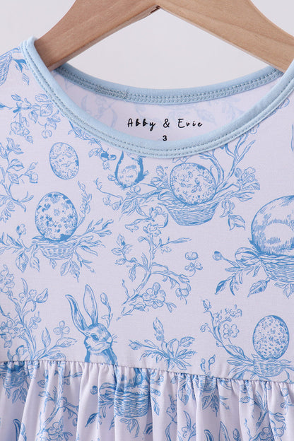 Blue bunny egg bamboo dress - Cloudling Kids Clothing