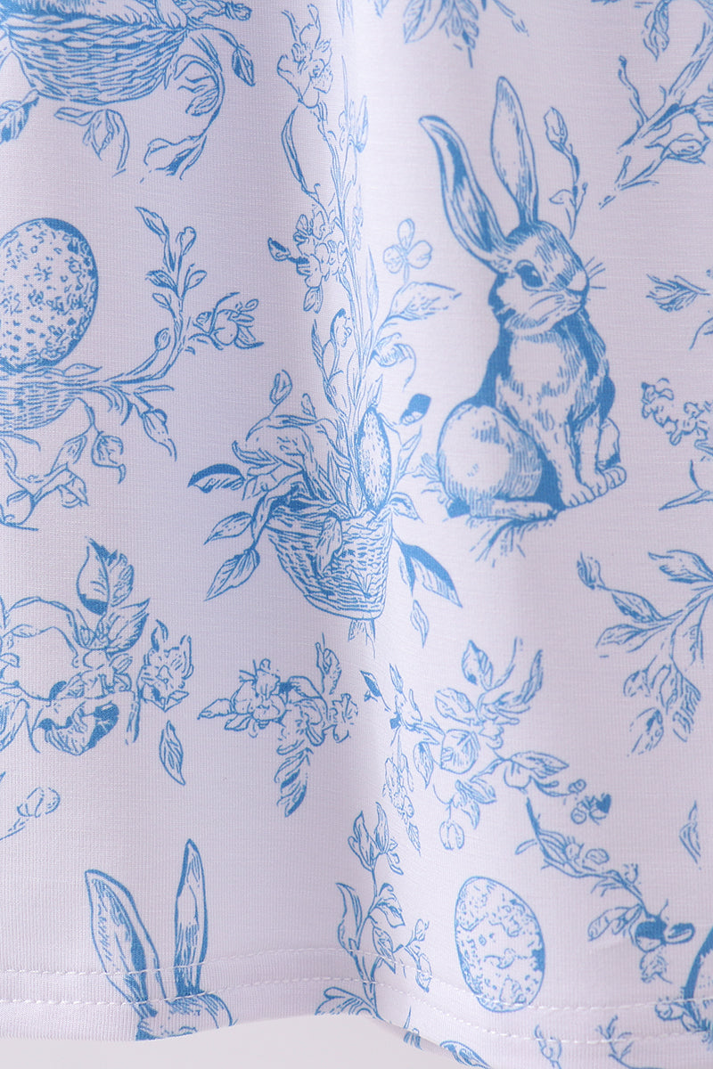 Blue bunny egg bamboo dress - Cloudling Kids Clothing